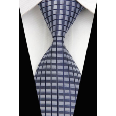 Stropdas zilver donkerblauw Blokjes SALE